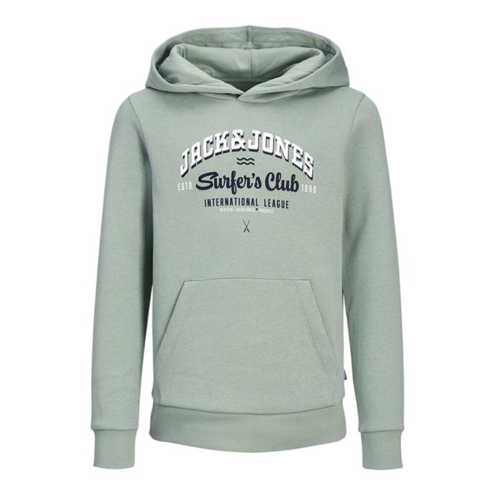 Jack And Jones Boys Surfers Club Logo Hoodie / Iceberg Green
